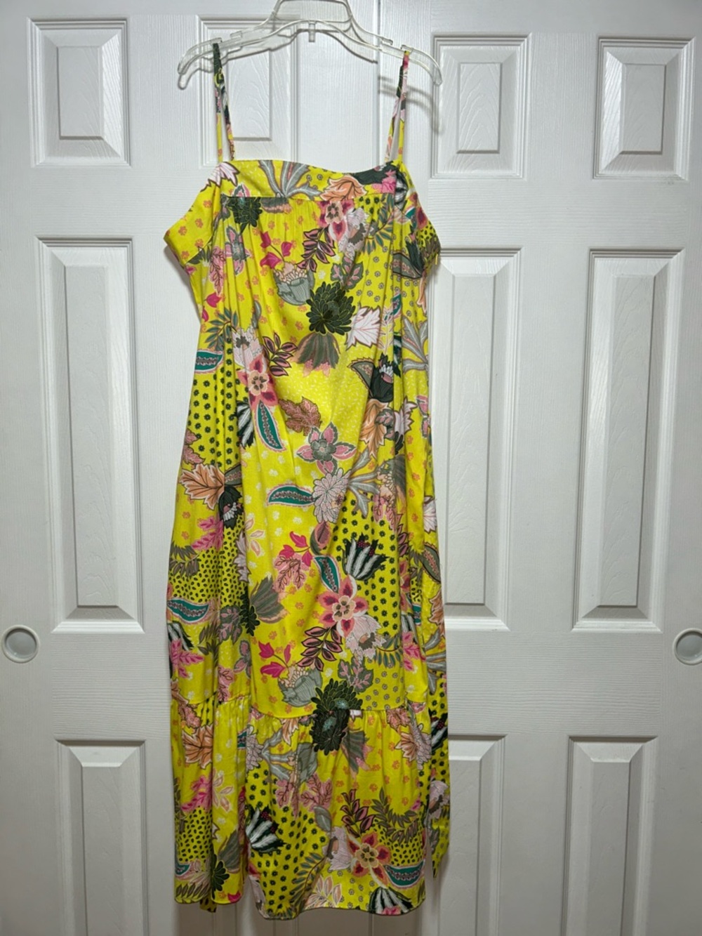 💗NWT LOFT Yellow Floral Strappy Flounce Midi Dress - Size 14 - Picture 2 of 9